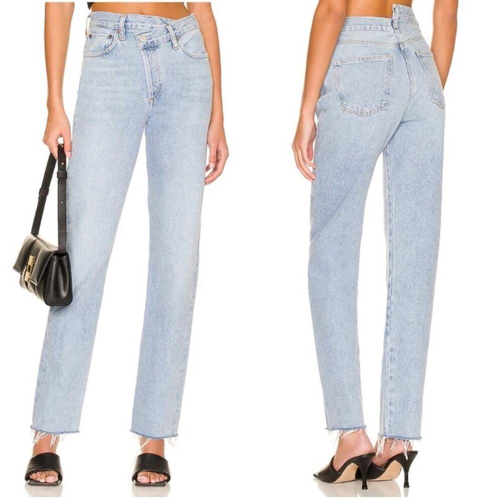 AGOLDE Criss Cross Straight Jeans in Dimension Size 26 Organic Cotton Raw Hem